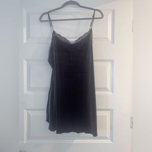 NWT Free People Women’s Dark Grey Lace Trim Slip Dress - Medium